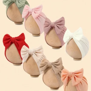 Embroidered Headband Hat With Bow Decoration